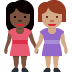 👩🏿‍🤝‍👩🏽 women holding hands: dark skin tone, medium skin tone display on Twitter